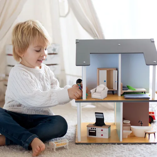 Vista 6 de Toddmomy - Sofá miniatura a escala 1:12, juego de 3 piezas, muebles