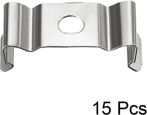 Vista 2 de uxcell T4 Clips Soporte para tubo de luz LED, tubo fluorescente LED, acero al manganeso niquelado, paquete de 15