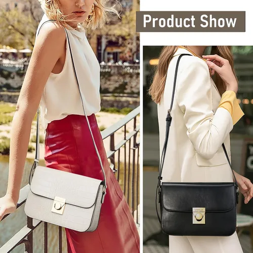 Vista 2 de Chinllo Bolso bandolera de hombro para mujer, bolso de bolsillo triple de piel sintética, bolso de mensajero con solapa