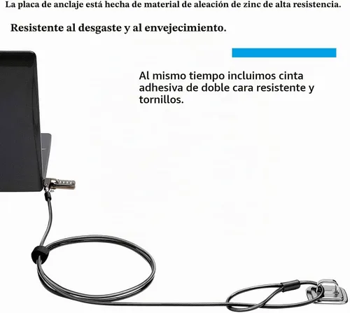 Vista 3 de Paquete de 3 placas de seguridad antirrobo autoadhesivas para cables para bloquear laptops, Mac Book, tabletas, iPad u otra computadora Paquete de 3