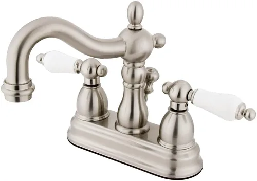 Vista 11 de Kingston Brass KB1607PL Heritage - Grifo de baño central de 4 pulgadas, latón cepillado Cobrizo cepillado