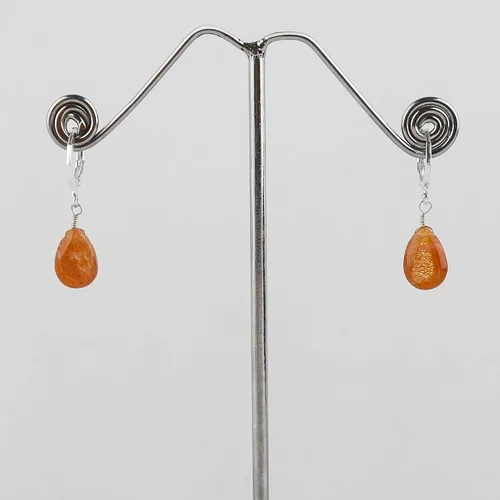 Vista 88 de Aretes de aro de cristal afganita natural Piedras afganas de alto grado Aretes chapados en plata Gota lisa Joyas de piedras preciosas hechas