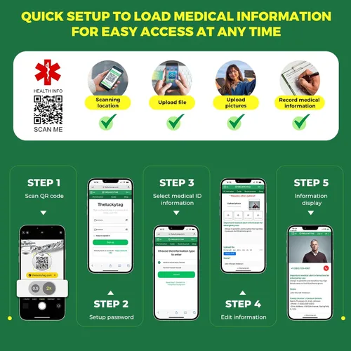 Vista 5 de Pulseras de identificación médica con código QR mejoradas para mujeres, pulsera de alerta médica - Cadena de eslabones de 7'' 9'' de plata de ley
