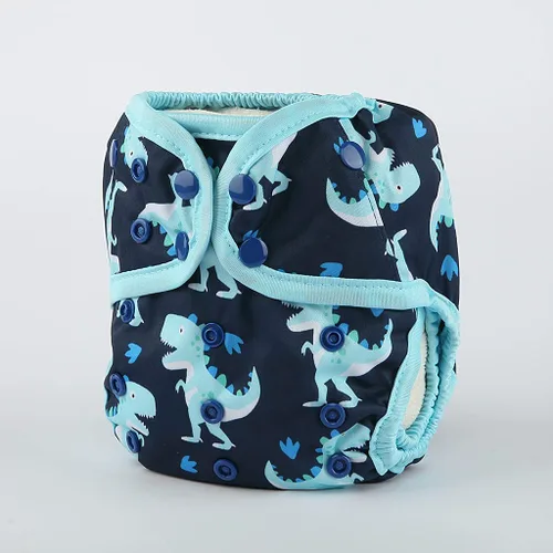 Vista 2 de Funda de pañal de tela de talla única con refuerzo doble (dinosaurio bebé), talla única