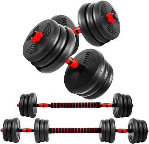 Vista 4 de Juego de mancuernas ajustables, juego de pesas libres de 5 a 44 libras con conector para mancuernas, opciones de flexión, ejercicios de fitness