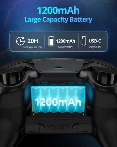 Vista 6 de Multi-Platform Wireless Controller, PC Gaming Controller with 2.4G Adpater/Hall Joysticks/Hall Triggers/1200 mAh Battery/4 Programmable Buttons/RGB