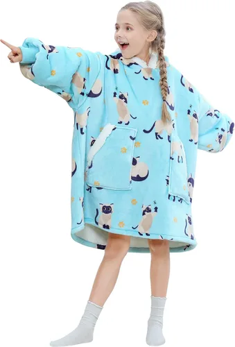 Vista 11 de Kipswiza Manta Ponible con Capucha para Mujeres y Hombres, Sudadera de Mantas con Capucha de Sherpa Suave y Acogedora Extragrande como Regalos