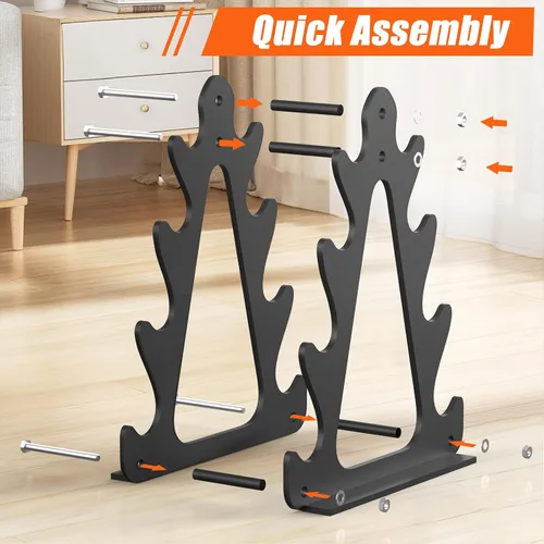Vista 8 de 4-Tier Dumbbell Rack for 1-15 lb Weights, Holds 5 Pairs Space-Saving Sturdy A-Frame Stand for Home Gym, Weight Rack for Women's Dumbbell Set