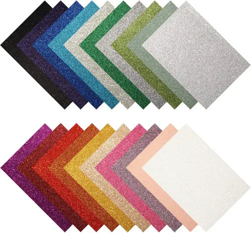 Vista 2 de WILLBOND 20 Piezas Hojas de Cuero Sintético Brillante con Purpurina Hojas de Tela de Cuero Sintético PU para Manualidades DIY Boda Costura