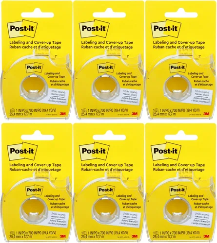 Vista 6 de Post-it Cinta de etiquetado y cobertura, rollo de 1 pulgada x 700 pulgadas, no recargable, prácticamente invisible en copias, ideal para etiquetado