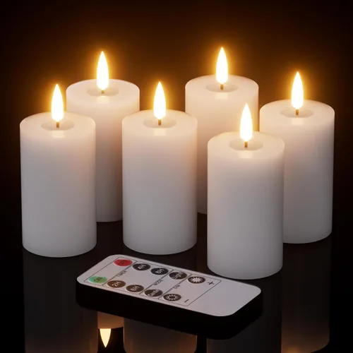 Vista 11 de Decoraciones de Halloween Velas de Superficie de Espejo con Control Remoto Temporizador, Funcionan con Baterías 6pcs Velas Votivas LED de Cera Real