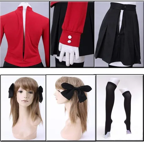 Vista 3 de CosplayLife Fate StayNight Rin Tohsaka Cosplay Disfraz para mujer