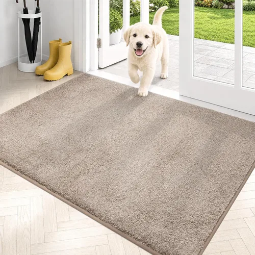 Vista 32 de PURRUGS Tapete para puerta con atrapamiento de suciedad, 20 x 31.5 pulgadas, antideslizante, lavable a máquina, tapete para puerta de perro, tapete