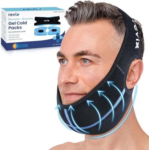 Vista 9 de REVIX Wisdom Teeth - Bolsa de hielo para la cabeza con bolsa de hielo de mandíbula de costura 3D para cirugía oral facial, alivio del dolor