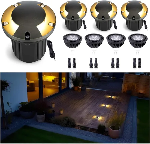 Vista 16 de Gardenreet - Luz de pozo en tierra - Latón 12V IP65 Iluminación de paisaje al aire libre, luz de torreta de bajo voltaje LED en grado, bronce