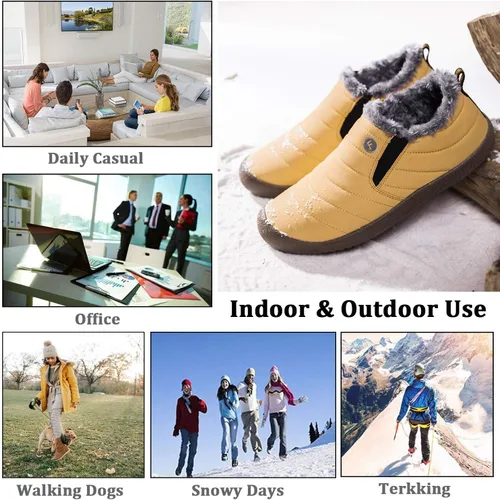 Vista 6 de Eagsouni Botas de nieve para hombre y mujer, zapatos de invierno, antideslizantes, resistentes al agua, totalmente forradas de piel, para exteriores