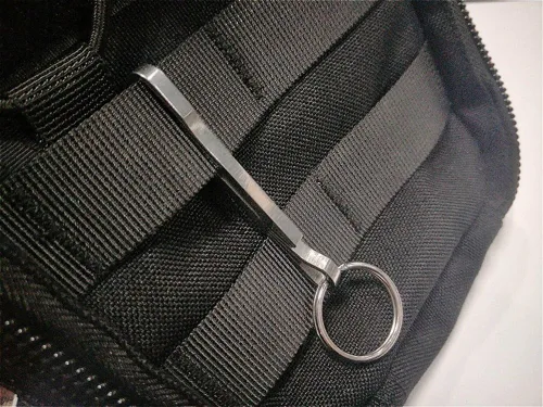 Vista 3 de 2 llaveros de acero inoxidable con hebilla colgante, herramienta portátil EDC Quickdraw