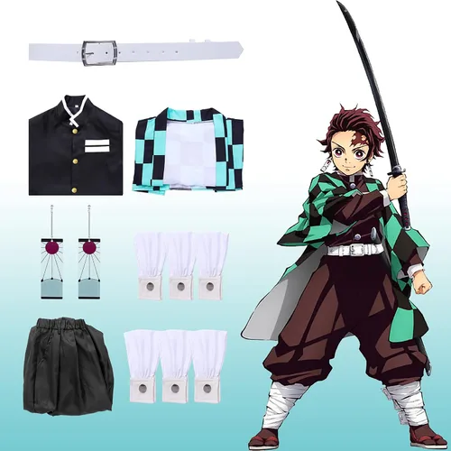 Vista 2 de Amycute Tanjiro Cosplay Shinobu Cosplay adulto Nezuko Zenitsu Giyuu Kimono Cosplay para Halloween, anime Cosplay mujeres y niños