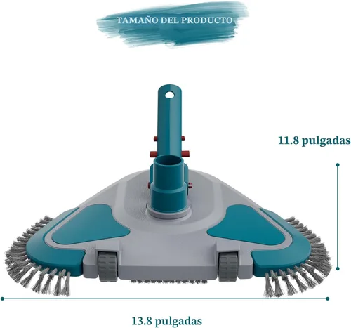 Vista 6 de Cabezal de Aspiradora Triangular con Peso Upgrade Pro Giratorio para Piscina con Cepillo y Mango EZ Clip - para Limpiar Superficie Seguro