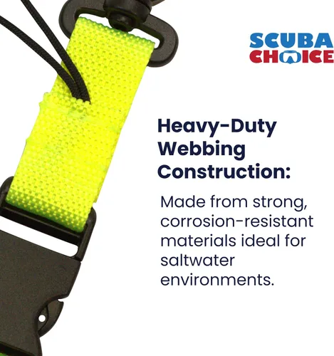 Vista 4 de Scuba Clips Lanyard with Dual Clips and Quick Release Buckle, Scuba Accessory for Diving, Dive Clip for Equipment Essentials Amarillo