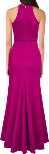 Vista 2 de WOOSEA Vestido largo de cóctel de noche de sirena sin mangas con cuello alto para mujer