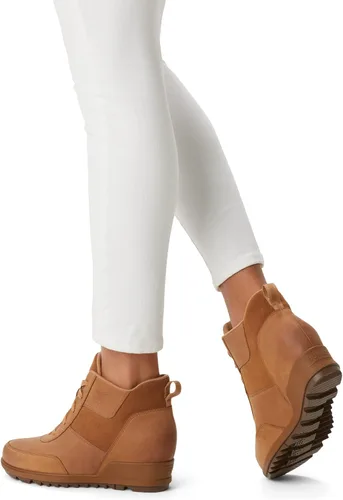 Vista 6 de SOREL Botín Evie Sport de encaje para mujer gamuza y piel impermeables tenis de cuña al tobillo botines