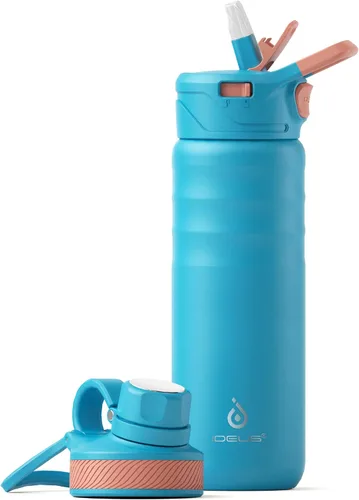 Vista 54 de IDEUS Botella de agua aislada de 12 onzas, botella de agua aislada de acero inoxidable para la escuela, botellas aisladas con pajitas a prueba