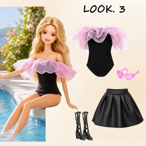 Vista 6 de Paquete de 18 piezas de moda y accesorios para muñecas de niña de 11.5