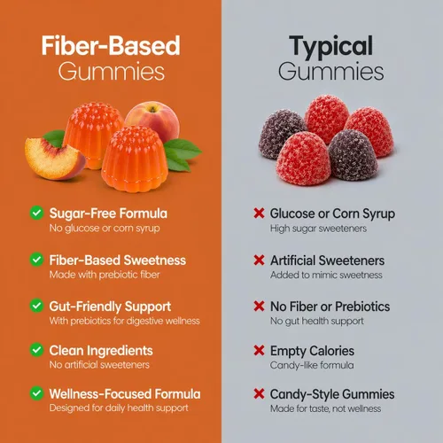 Vista 4 de Gomitas de vitamina D3 K2 sin azúcar 5000 UI + K2 MK7 80 mcg - Gomitas de vitamina D para adultos con prebióticos y fibra - Apoya los huesos