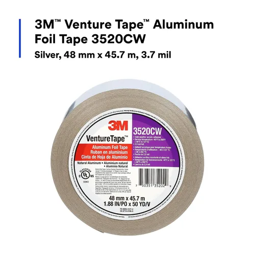 Vista 2 de 3M Venture Tape 3520CW - Cinta de aluminio (1.890 in x 149.9 ft, 3,7 mil) 1 rollo
