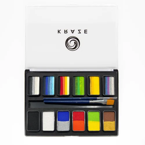 Vista 12 de Kraze FX Splash Glam - Paleta metálica de 6 colores para tartas divididas (6 gm) con pincel, activada por agua, hipoalergénica, segura, no tóxica