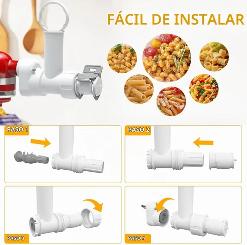 Vista 5 de Accesorio para hacer pasta para batidora de pie KitchenAid con 6 formas diferentes de salida de pasta, duradero para accesorios y herramientas