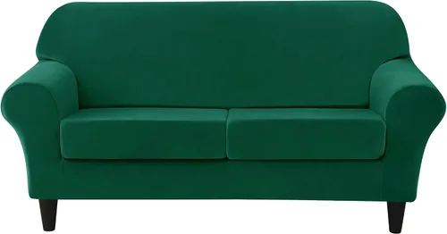 Vista 10 de OBCREAT 2 fundas para sofá, fundas de terciopelo elástico para sofá, funda suave para sillón con parte inferior elástica, protector de muebles