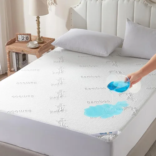 Vista 8 de BEDLORE Protector de Colchón Impermeable Tamaño Twin de Viscosa Derivada de Bambú, Funda de Colchón Suave Ajustable con Bolsillo Profundo de 6"-15