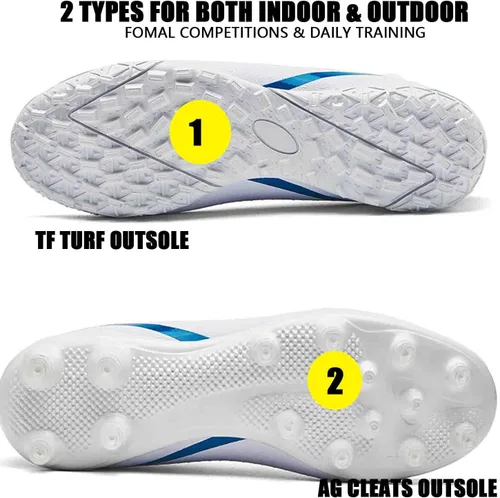 Vista 4 de Botas de fútbol unisex de caña alta con tacos al aire libre atléticos zapatillas de fútbol de césped zapatos de fútbol con picos para interiores