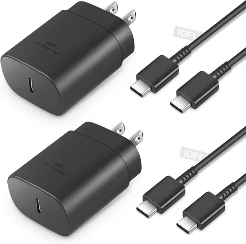 Vista 11 de GUUSMART Cargador tipo C, paquete de 2 cables de carga USB C de 25 W de largo y 6 pies Cargador tipo C Bloque de carga rápida compatible con Negro