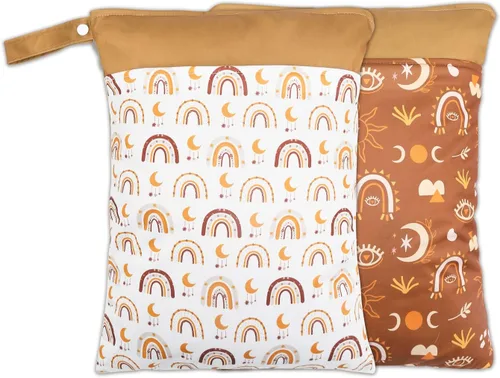 Vista 12 de Paquete de 2 bolsas para artículos húmedos y secos para pañales de tela y piezas de extractor de leche, bolsa húmeda reutilizable impermeable