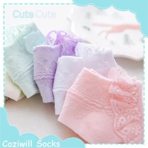 Vista 5 de Calcetines de encaje para bebé niña recién nacida, calcetines con volantes lindos vestidos de princesa para bebés 0-33-66-1212-24 meses, paquete