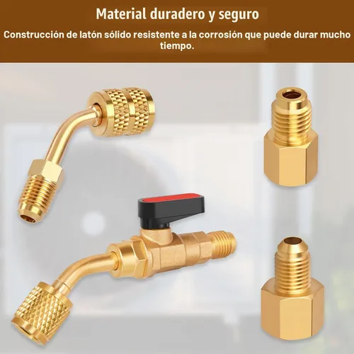 Vista 9 de WADEO 31 piezas de válvula de bola angular para refrigerante de aire acondicionado de 1/4 pulgada para refrigerante R410A R134A R12 R22