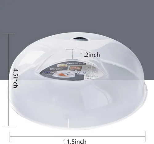 Vista 4 de Tapa grande para microondas contra salpicaduras para alimentos, cubierta de microondas con rejillas de ventilación de vapor, 3.8 cm, libre de BPA
