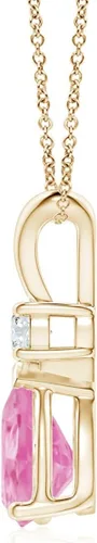 Vista 2 de Angara Collar con colgante de lágrima de zafiro rosa natural para mujeres, niñas en oro macizo de 14 quilates, platino Regalo de joyería de piedra