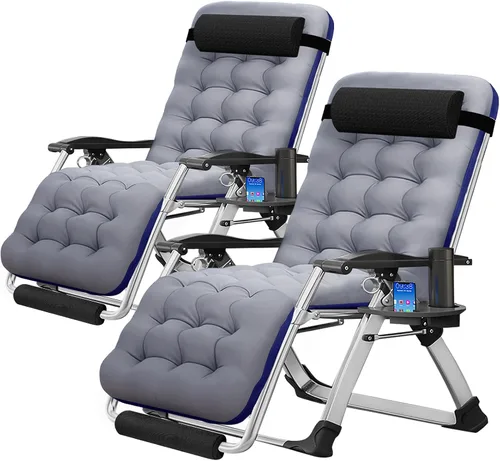 Vista 19 de MOPHOTO Silla de gravedad cero, silla de salón acolchada para exteriores con mesa lateral, silla reclinable de gravedad cero, silla reclinable