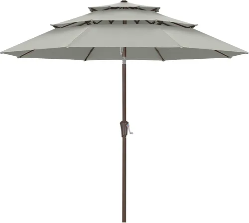 Vista 36 de ABCCANOPY Sombrilla solar de patio de 3 niveles de 11 pies, 32 luces LED Beige