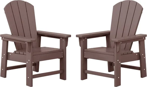 Vista 22 de WestinTrends Malibu Kids - Silla de patio de plástico HDPE Adirondack para exteriores, color negro
