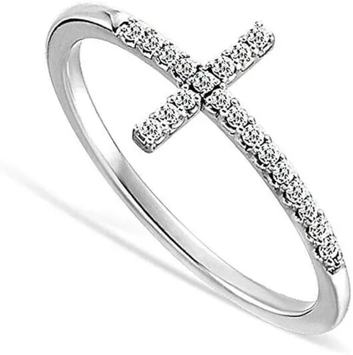Vista 2 de TAOCUTO Store - Anillo de plata de ley 925 con zafiro blanco para mujer