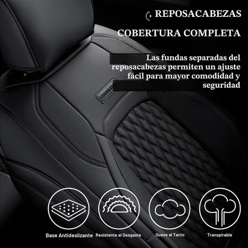 Vista 6 de Coverado Juego completo de fundas de asiento de ajuste personalizado para Chevy Silverado/GMC Sierra 2014-2018 1500, 2015-2019 2500HD 3500HD Negro