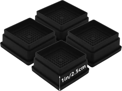Vista 20 de 4 juegos de elevadores de muebles - elevadores de cama negros de 1", 2" o 3" pulgadas, elevadores redondos apilables resistentes para mesa, sofá