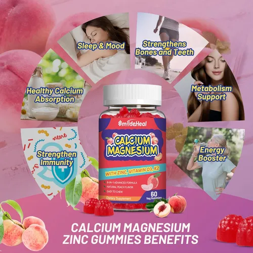 Vista 5 de Gomitas de calcio y magnesio y zinc de 1000 mg- con vitamina D3 y B12