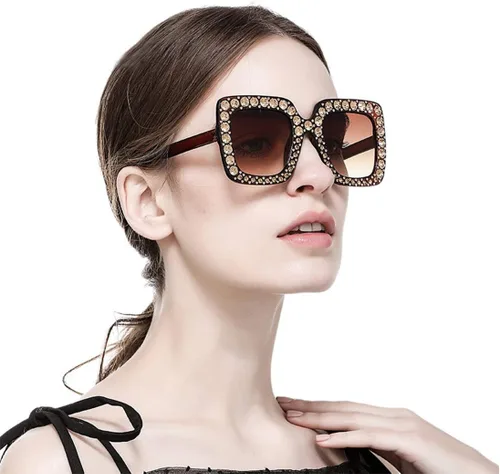 Vista 2 de MEETSUN Elton Square Rhinestone Sunglasses Oversized Bling for Women with Diamond Frames 70s Retro for Beach & Disco