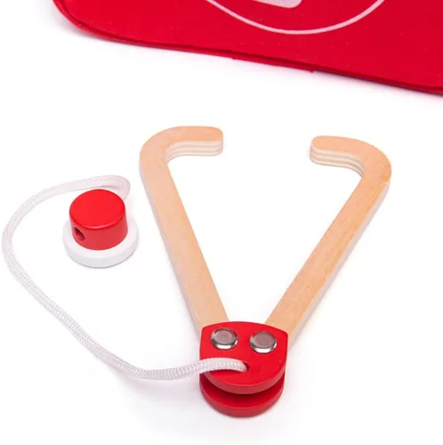 Vista 4 de Bigjigs Toys Juego de médicos para niños, juego de médicos de madera de 10 piezas con estetoscopio para niños, termómetro, medicina y más en estuche